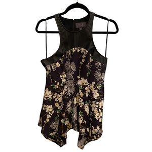 Silk and Leather Peplum Top